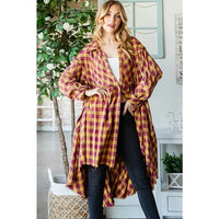 Tiered Ruffle Back Plaid Tunic