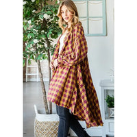 Tiered Ruffle Back Plaid Tunic