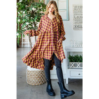 Tiered Ruffle Back Plaid Tunic