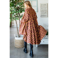 Tiered Ruffle Back Plaid Tunic