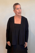 Kozan Short Tiffany Cardigan in Black, back, front and side views