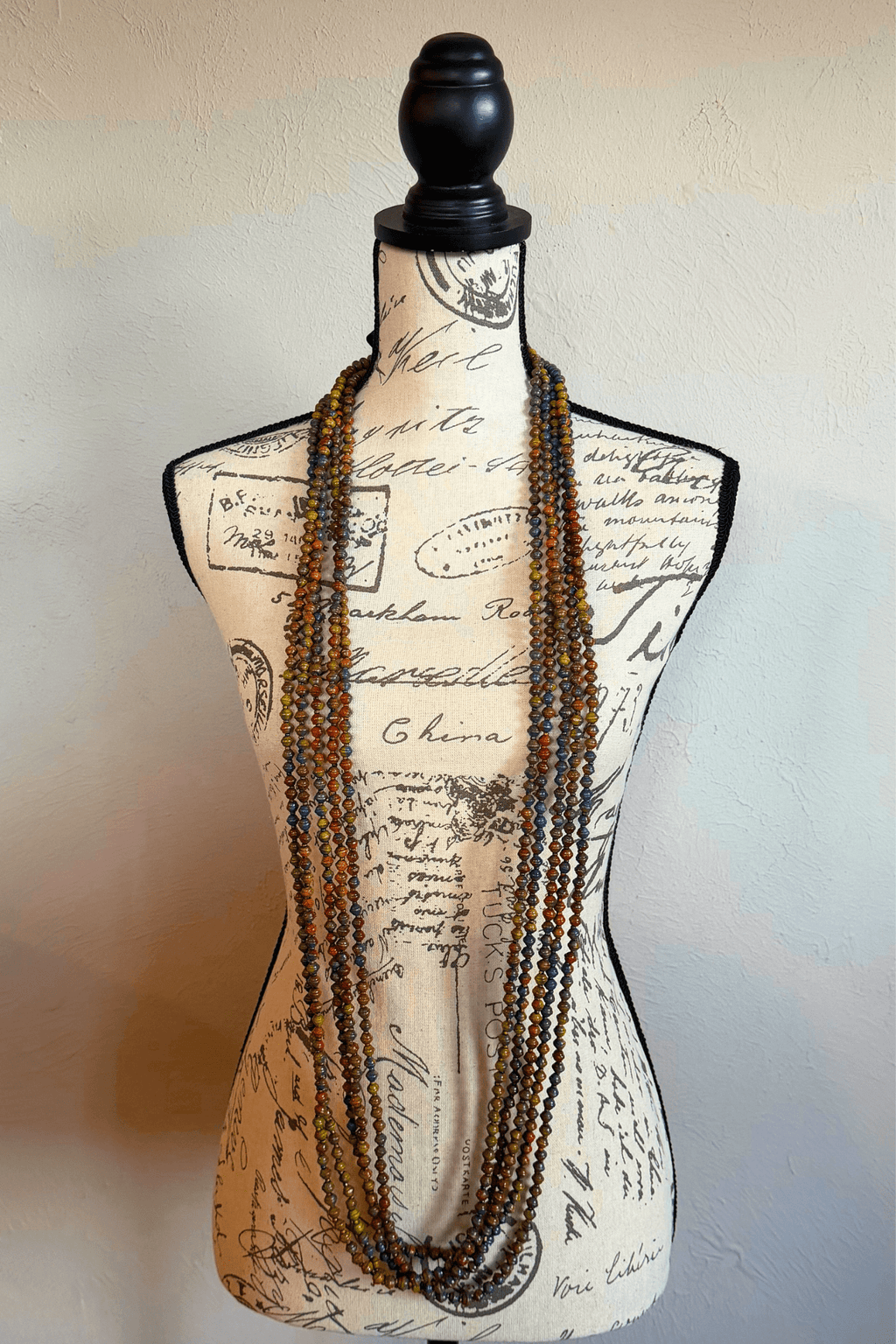 Jianhui 5 Strand UFO Bead Necklace styled in Gold, Silver, and Autumn