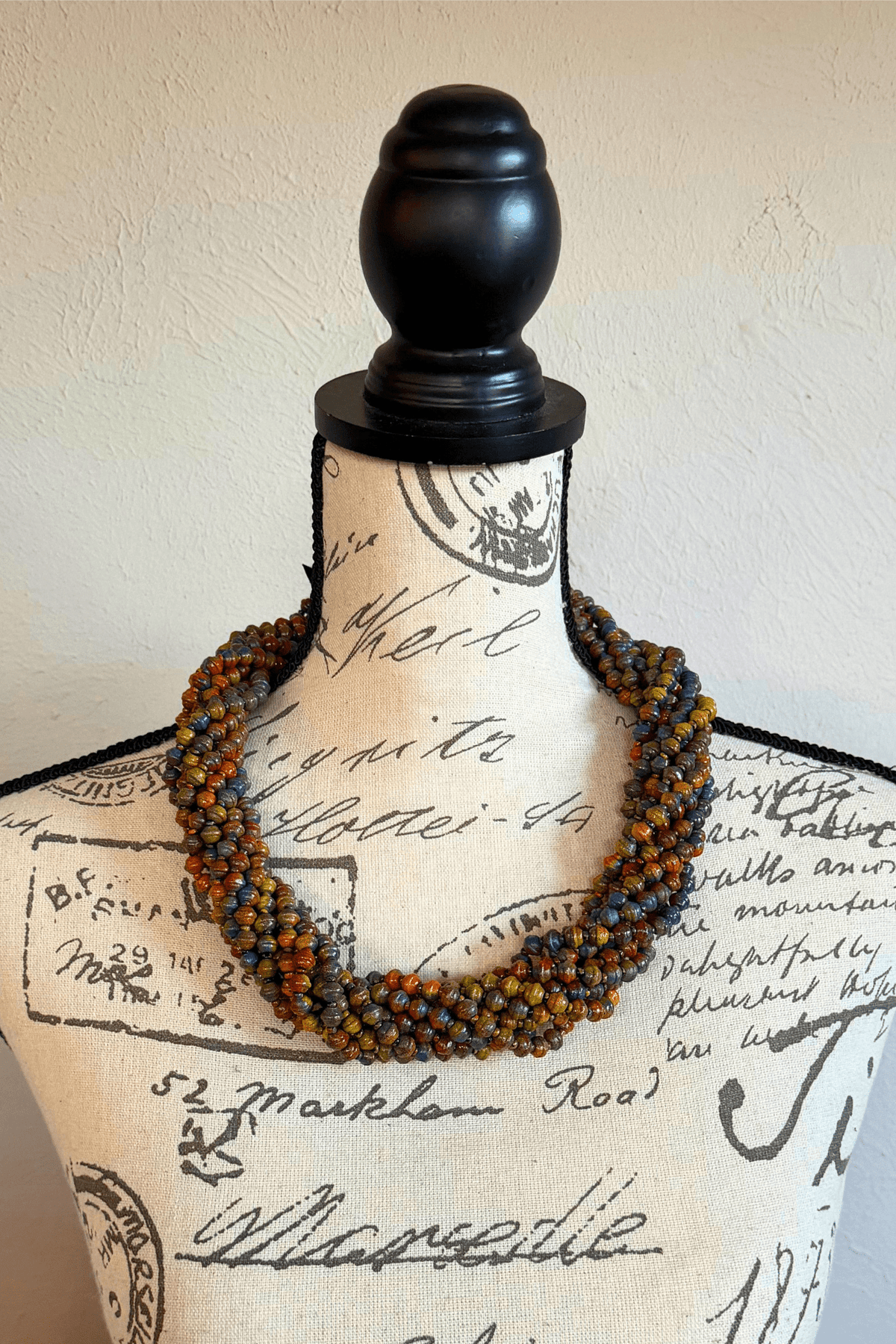 Jianhui 5 Strand UFO Bead Necklace styled in Gold, Silver, and Autumn