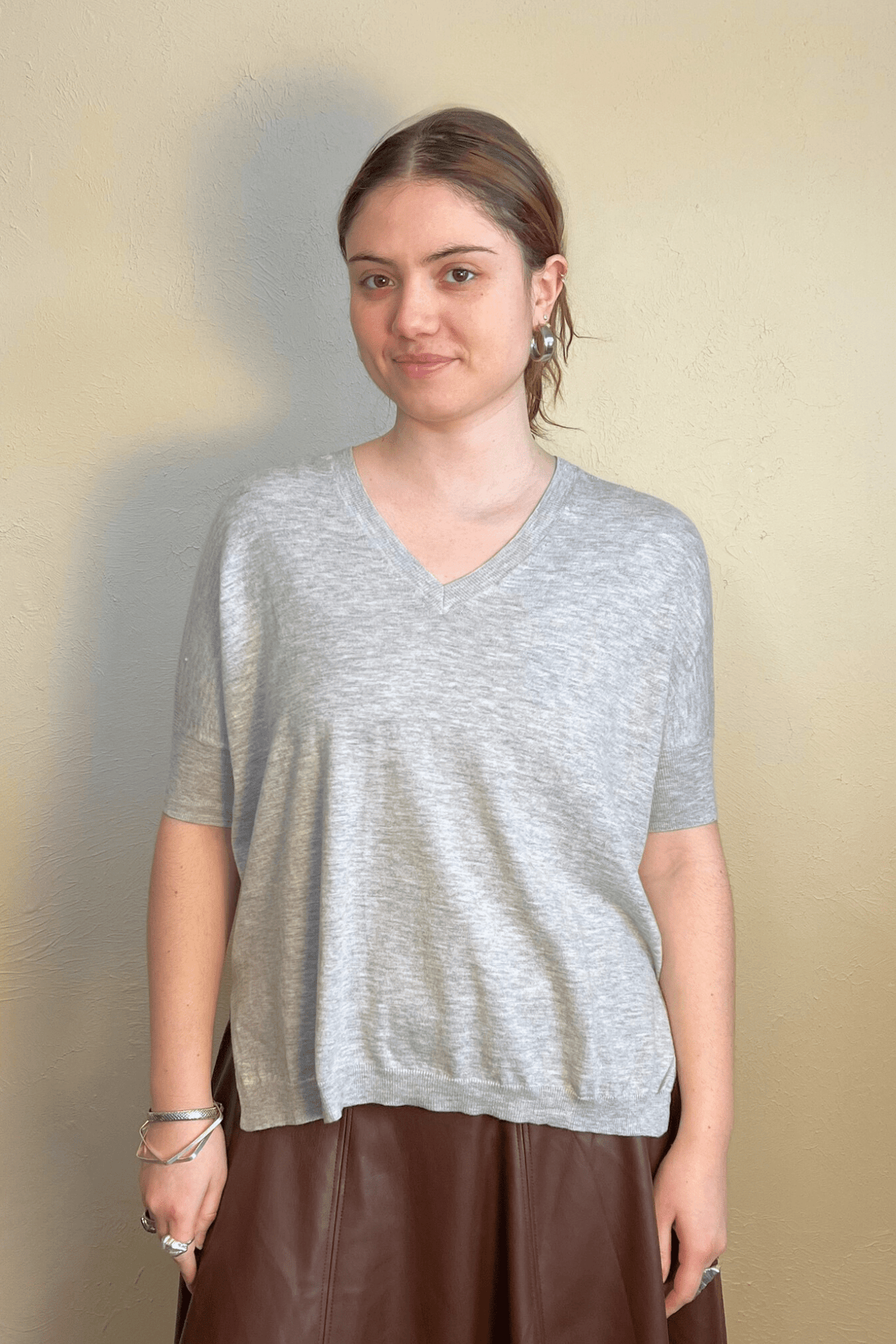 V-Neck Short Sleeve Sweater