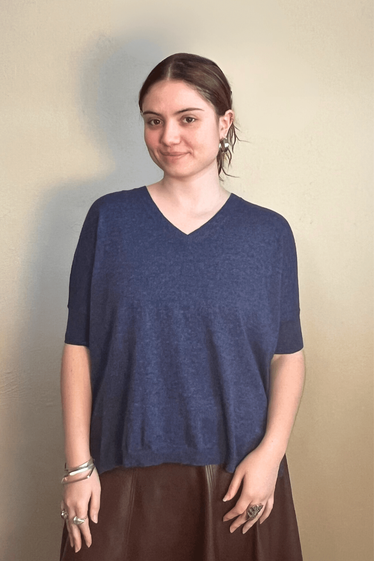 V-Neck Short Sleeve Sweater