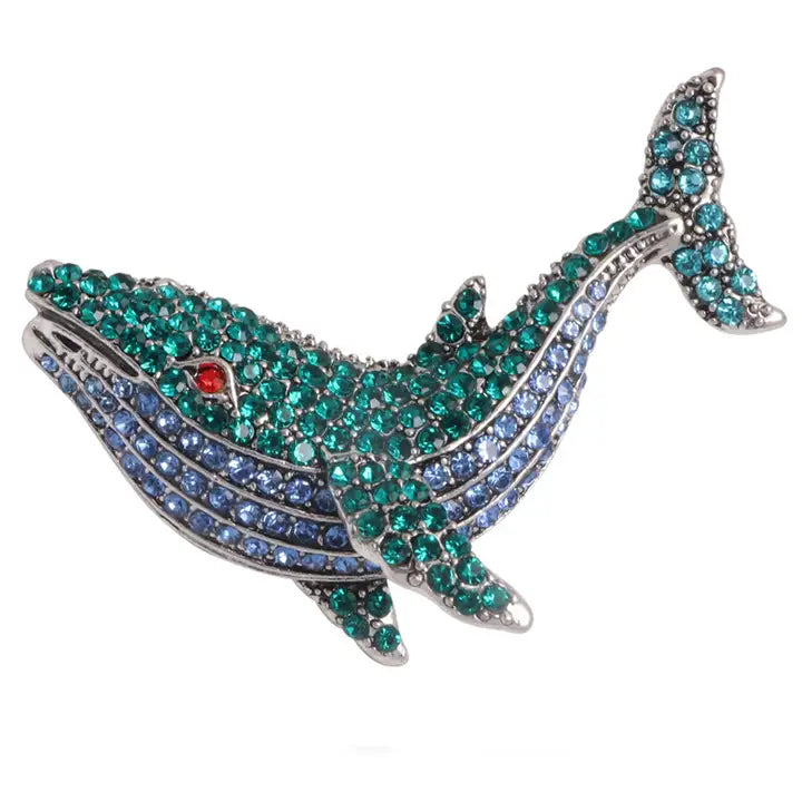 Whale Rhinestone Brooch