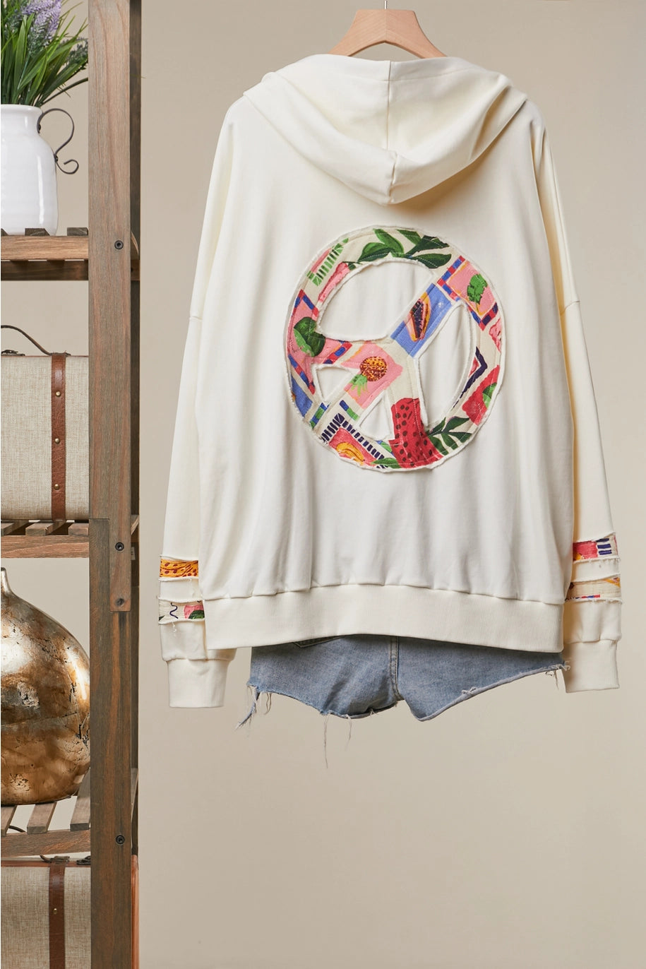 Peace Detail Hooded Sweatshirt