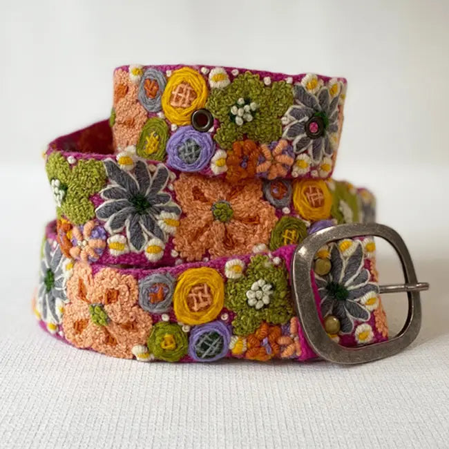 Wildflowers Embrdrd Wool Belt