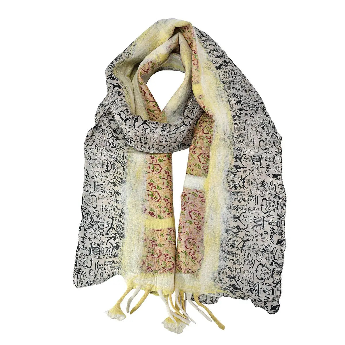 Felt/Saree Scarf W/Flowers