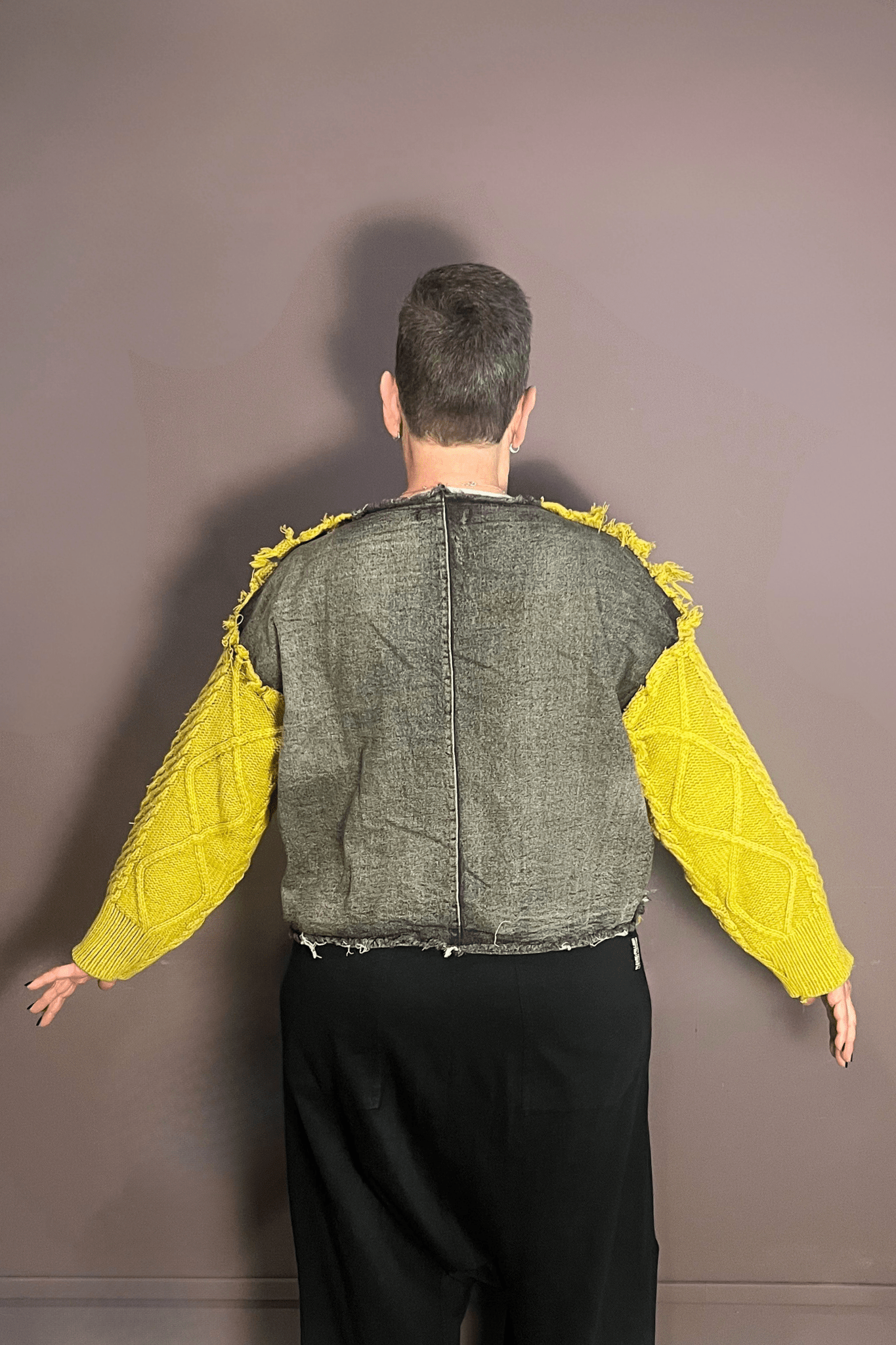 Sweater With Denim Trim